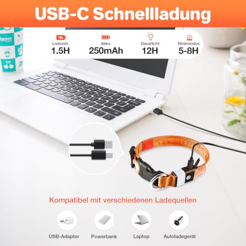 Leuchthalsband Hund, Hundehalsband Leuchtend Aufladbar, LED Halsband für Hunde Leuchtband Einstellbar Wasserdicht mit 3 Lichtmodi… – Ansicht 2