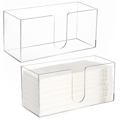 ZAVOOS 2 Pack Acrylic Paper Towel Holder, Folded Countertop Z-fold C-fold Trifold Napkin Dispenser, Clear Hand Towel Storage Holder Tray for Bathroom, Kitchen, Restaurant