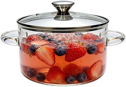 3L Glass Simmer Pot with Lid for stove Top - Borosilicate Clear G...