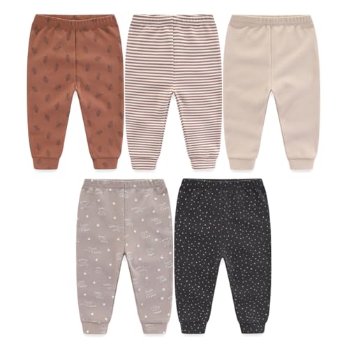 JELYLOVE 5er-Pack Unisex Baby Junge Mädchen Hosen Sets aus 100% Baumwolle Babyzubehör Neugeboren
