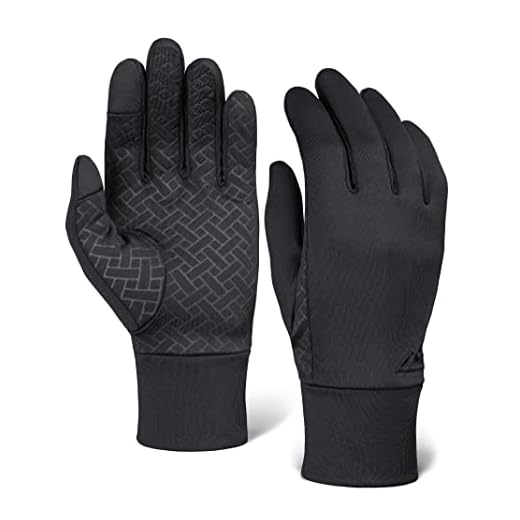 Running Gloves with Touch Screen - Black Winter Glove Liners for Texting, Cycling, Driving for Men & Women - Thin, Lightweight & Warm Cold Weather Thermal Sports Gloves - Two Finger Touchscreen Gloves
