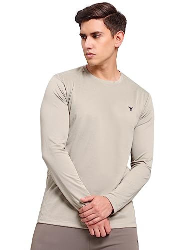 Image of TECHNOSPORT Men's Slim Fit Full Sleeve Round Neck T-Shirt, Double Cool Quick Dry Moisture Wicking Stretchable Sports Gym and Casual Wear