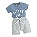 Toddler Baby Boy Summer Clothes Letter Print Short Sleeve Tee Tops + Elastic Waist Shorts 2Pcs Outfits Set (Blue 3, 18-24 Months)