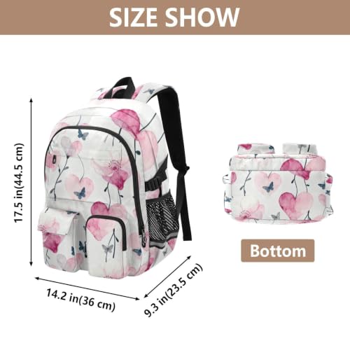 Mochilas de viaje para San Valentín con flores mochila para laptop de 17.5 pulgadas 3
