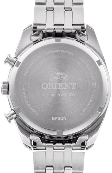 Case back of Orient Stretto watch showing water resistance rating