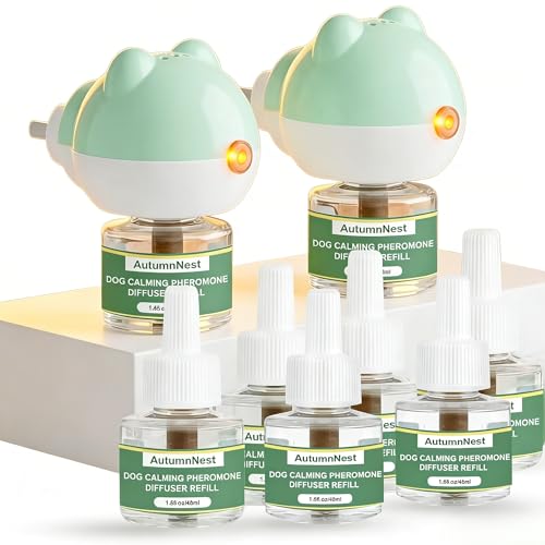 Image of Calming Diffuser for Dog, Pheromone Plug-in Set (2 Diffusers & 6 Refill 48ml) for Dog Anxiety Relief, Reduces Barking, Aggression, Destructive Behavior, Fireworks Fear, 180-Day Dogs Calming Diffuser