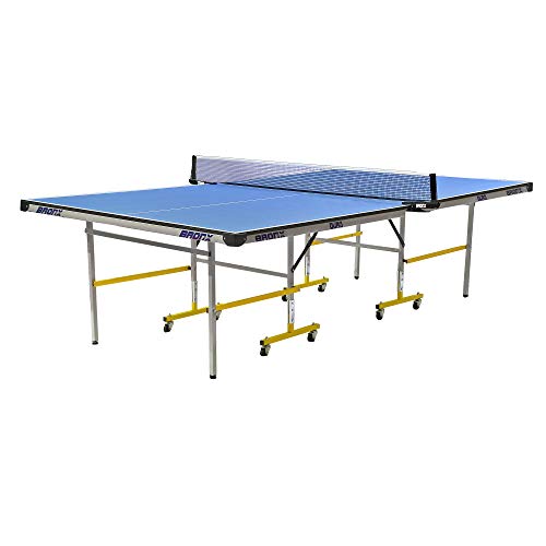Image of Bronx Duro Table Tennis Table with 18 mm Both Side Laminated Blue top and 50 mm Wheel (2 bat, 3 Balls and 1 Cover)