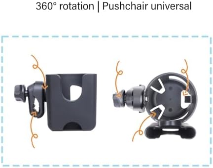 Fabater Universal 2 in 1 Stroller Cup Phone Holder 360° Rotating Adjustable Drink Holder for Pushchair Wheelchair - 4