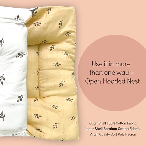 Image of TINYLANE 3 in 1 Baby Sleeping Bag & Carry Nest for Newborn, Portable Bamboo Cotton for 0-6 Months Infants, Holding Set, Soft & Lightweight (Honey Bunny)