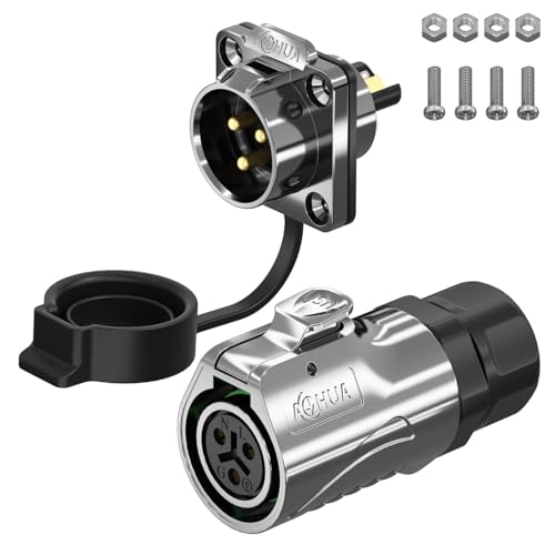 Conector impermeable L20 IP68 AOHUA industrial de brida y montaje en panel cuadrado macho de 2 pines