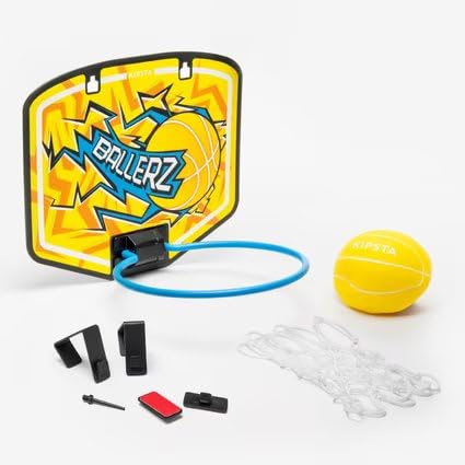 Image of JPORA Kid's Mini Basketball Hoop Include-Hoop,Net,Board Two Hanging System(Wall & Door),Mini Basketball,inflate Needle (Yellow /Blue)
