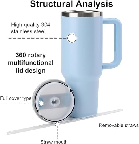 Image of Decorcrafts 1.2 Litre Tumbler with Handle Straw & Lid | Insulated Reusable Stainless Steel Water Bottle | Leak Proof Mug for Office, Gym, Travelling (Blue)