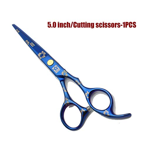 DOUP Hair Cutting Shears Pet Grooming Shear Blue Cherry Blossoms