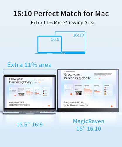 Image of MAGICRAVEN Wireless Portable Monitor with Battery- 16 inch 2.5K IPS Second Screen for Travel /Office, AirPlay & Miracast Casting, Up to 4 hrs Use, No Cables or Drivers Needed, Works with Laptop /PC /Phone