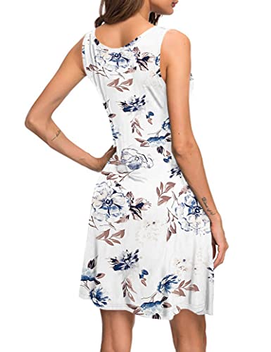 Vestido de verano para mujer sin mangas transpirable MISFAY estampado blanco floral S 4