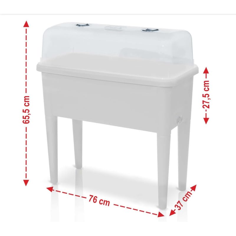 BB Loisir Carré Potager sur Pied Plastique Blanc avec Couvercle 76x 66x37cm Jardinière surélevée