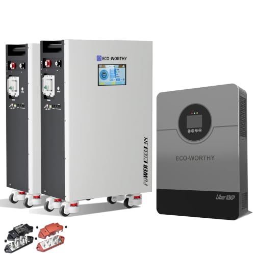 ECO-WORTHY Powermega 48V 314Ah(2 Pack) LiFePO4 Energy Storage System with Liber 10KP 10kW Hybrid Inverter, Active Balancing BMS, Battery Built-in Bluetooth&WiFi, Communication for Off-Grid&Home Backup