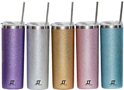 TSS Tech 21 oz Tumbler | Multi Color Glitter Coated | Insulated Stainless Steel Hot and Cold Drinks | Double Wall Coffee Mug for Adults and Kids. (Medallion/Gold)