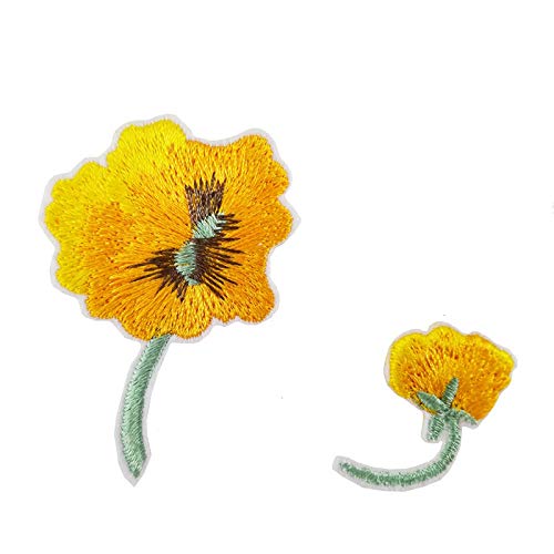 Iris Flower Yewllow Embroidered Iron on sew on Patch