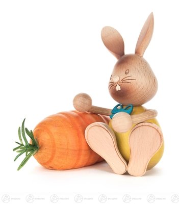 Rudolphs Schatzkiste Ostern & Frühjahr Hase Stupsi mit Möhre Breite x Höhe x Tiefe 10,5 cmx11,5 cmx14 cm NEU Erzgebirge Osterhase Osterdeko