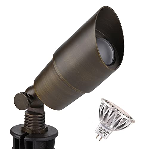 Arrownine Brass Landscape Spotlights For Low Voltage Landscape Lighting,Tree Lights Pathway Walkway Yard Garden Driveway Outdoor Accent Lighting Antique Bronze Finish Free Warm White Mr16 Led Bulb #TOP13