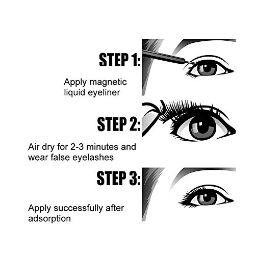 Kit de extensão de cílios Delineador líquido magnético + Cílios postiços + Pinça Conjunto de ferrame