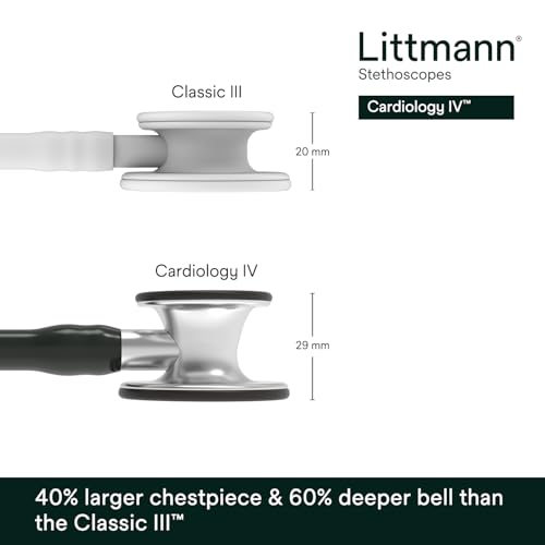 Image of 3M Littmann Cardiology IV Diagnostic Stethoscope, 6152, More Than 2X as Loud, Weighs Less, Stainless Steel Chestpiece, 27 inch Black Tube