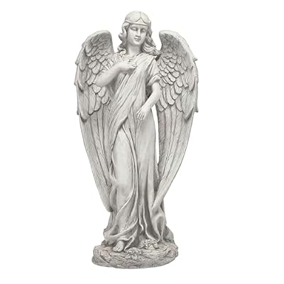 Alpine Corporation 31" Tall Indoor/Outdoor Angel Statue Yard Art Decoration, Light Gray