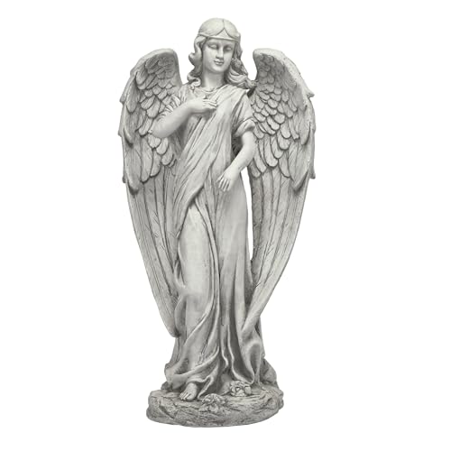 Alpine Corporation QFC104 Angel Statue Outdoor Garden, Patio, Deck, Porch-Yard Art Decoration, 31-Inch Tall, White