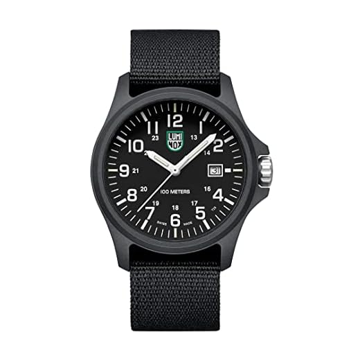 Luminox G Patagonia Carbonox X2.2401.NB Mens Watch 43 mm - Military Watch with Black Case/Dial/Band White Numbers Date Function 100m Water Resistant