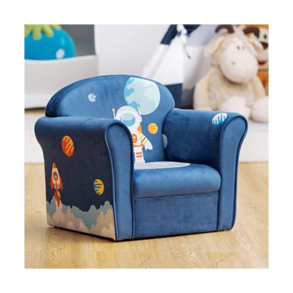   Costzon-Kids-Couch-Childrens-Sofa-Armrest-Chair-with-Pattern-Toddler-Furniture-wSturdy-Wood-Construction-Preschool-Lightweight-Children-Couch-Sofa-Chair-for-Aged-1-5-Boys-Girls-Gifts-Spaceman