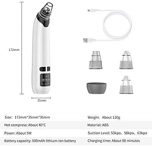 Aspirador de poros con Potente succión for Eliminar Puntos Negros, Limpiador de poros y Extractor de Comedones.