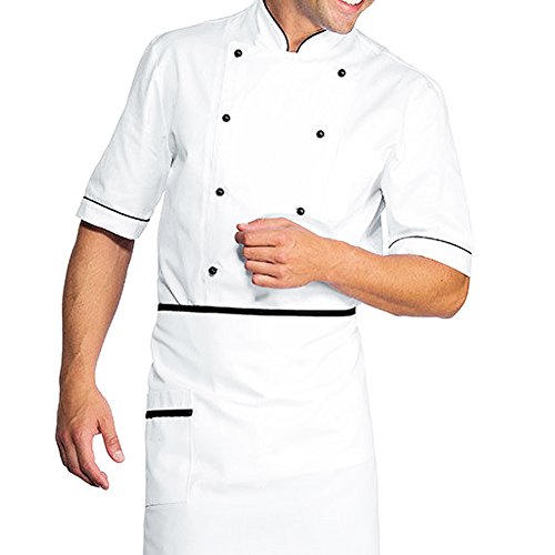 FRATELLIDITALIA Jacke für Küche, kurze Ärmel, Koch, Restaurant, Pizzeria, Hotel, elegant, Weiß