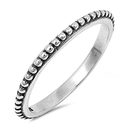 Thin Beaded Bali Stackable Ring New .925 Sterling Silver Vintage Band Size 9