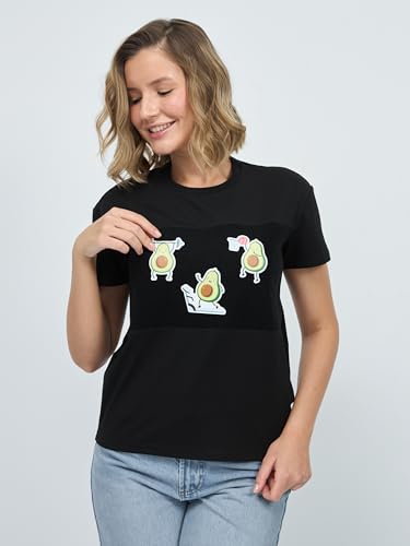 Women's Cotton T-Shirts with Stickers Medium