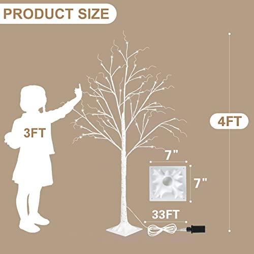 Plabingo 4Ft Lighted Birch Tree Christmas Tree 48 Led Lights With Warm White Light, Artificial Decorative Tree For Christmas Home Holiday Garden Party Festival Wedding Decor, Indoor And Outdoor Use #TOP2