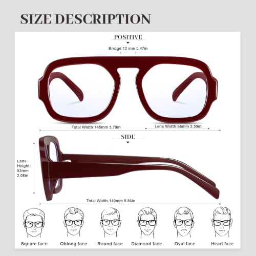 Image of Aviator Blue Light Blocking Glasses for Women Men Square Flat Top Computer TV Eyeglasses Anti Eyestrain