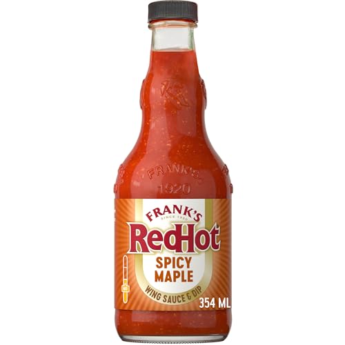 Image of Frank's RedHot Wing Sauce & Dip, Spicy Maple, Moderate Heat, Toss, Top or Dip with Wings, Chicken Nuggets, Chicken & Waffles, Breakfast Casseroles, Breakfast Sandwiches, and More, 12 fl oz
