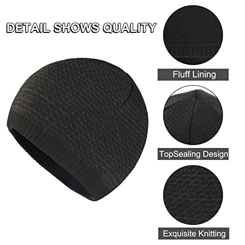 Image of Mens Winter Warm Knitting Hats Plain Skull Beanie Cuff Toboggan Knit Cap