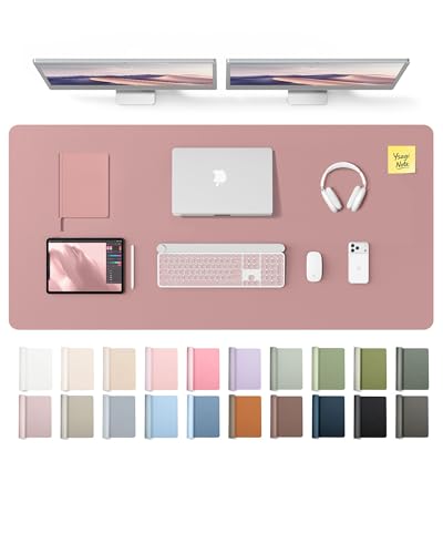 Image of YSAGi Leather Desk Pad Protector, Office Desk Mat, Large Mouse Pad, Non-Slip PU Leather Desk Blotter, Laptop Desk Pad, Waterproof Desk Writing Pad for Office and Home (Pale Mauve,55 inch x 24 inch)