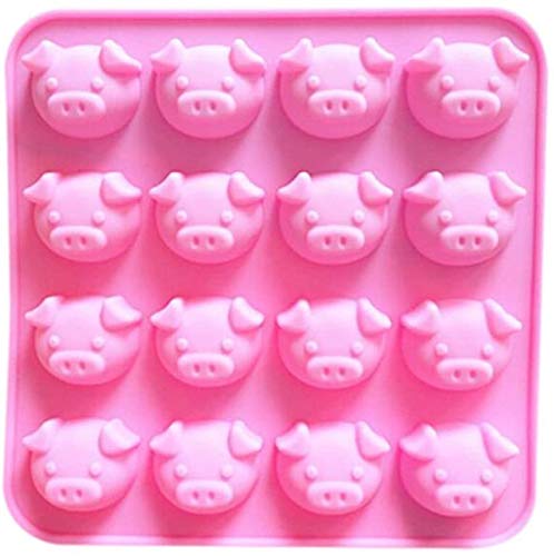 Selecto Bake Piggy Schokoladen-Silikonform, 16 Mulden, Schweinegesicht-Emoticons, Ferkel-Bonbonformen für Gelee, Fondant, Hartbonbons, Keto-Fettbomben, Harz