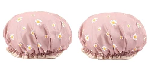 COACOM Cuffie Da Doccia Da Donna Da 2 Pezzi, Pettini Per Capelli Da 2 Pezzi, Cuffie Da Doccia Impermeabili A Doppio Strato, Tappi Ricci Riutilizzabili, Adatti Per Adulti E Donne (Rosa Nordica).
