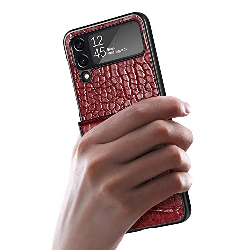Coque Samsung Galaxy Z Flip 4 et 3 rouge à imprimé crocodile - 3