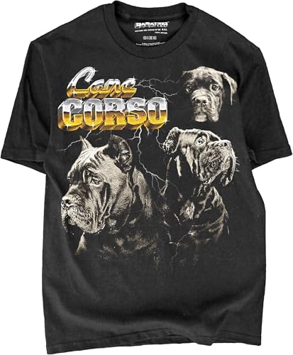Bootleg Cane Corso Heavy Metal 80s 90s Retro Tshirt for Men & Women Cane Corso Owner and Dog Lover Heavy Metal Style (US, Alpha, X-Large, Regular, Regular, Cane Corso C2)