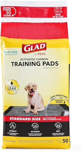 Image of Glad for Pets Black Charcoal Dog Pads - Super Absorbent, Disposable Pee Pads for Puppy Potty Training & Indoor Use - 23 inch x 23 inch - 50 Count - 2 Pack