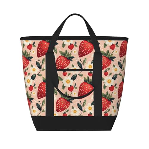 Sac de courses portable pour aliments chauds et froids zippé fraise