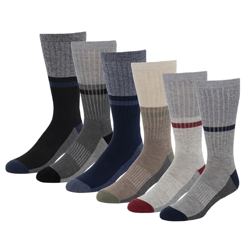 Amazon Essentials Men's Colorblock Crew Sock, 6 Pairs
