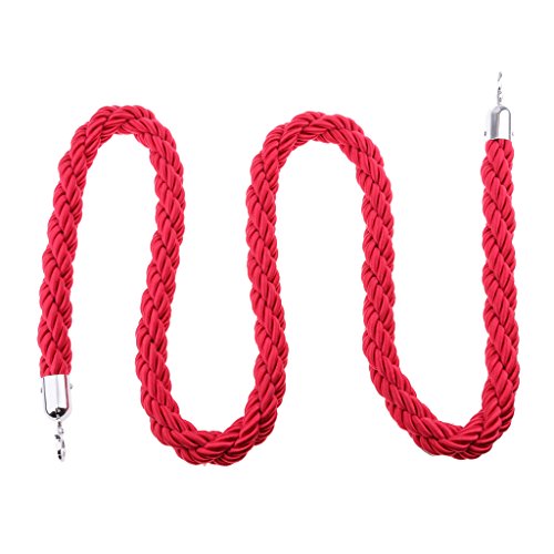 Cuerda de barrera para control de multitudes y poste divisor de nailon rojo, 10 pies 2