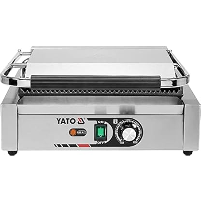 YATO Elektro Kontaktgrill geriffelt 2200W Gusseisen Grillplatte Gastro Imbiss Steakgrill – Bild 4
