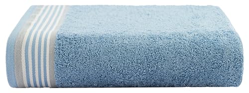 Image of Casa Copenhagen, Germany Design - He & She Super Soft Collection 100% Cotton 2 Pieces Large Bath Towel (Size : 70 x 140 cm) - Grey Violet & Dusty Blue